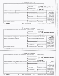 Laser 1099 Interest Income Form, Copy B 8.5" X 11" - Click Image to Close